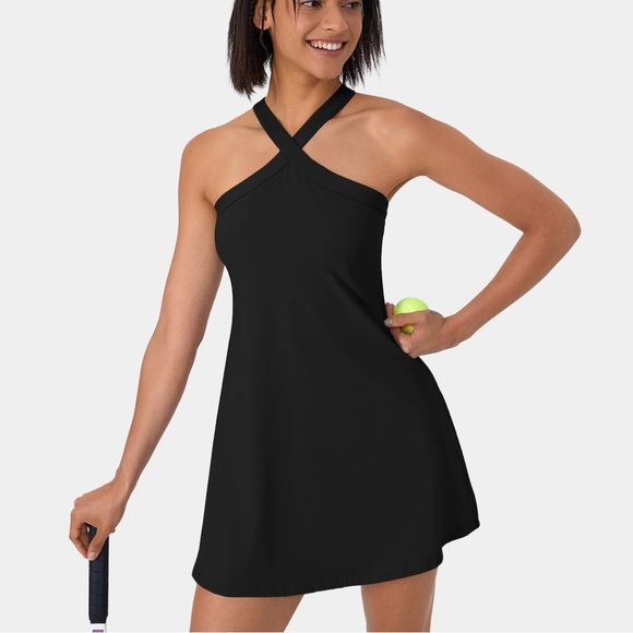 HALARA Dresses & Skirts - HALARA Backless Crisscross 2-Piece Flared Mini Tennis Dress Size L